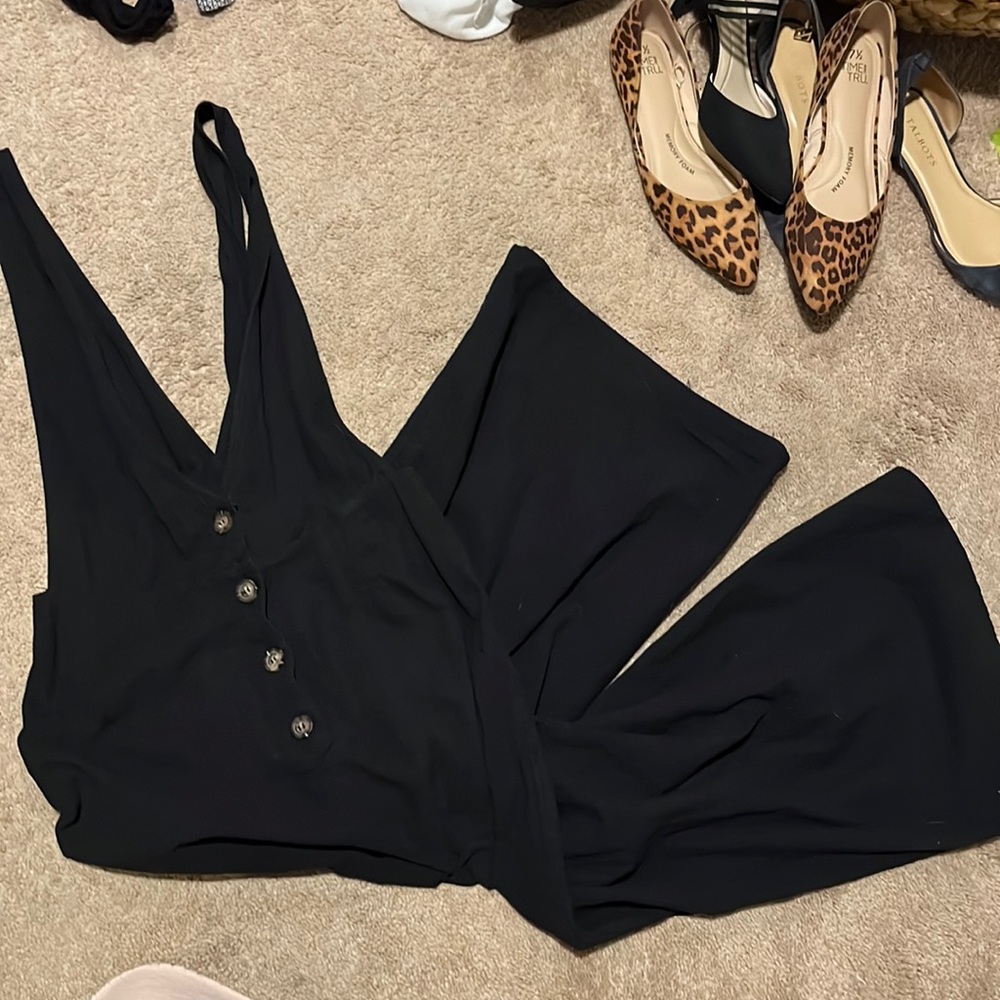 Cropped wide legged overalls